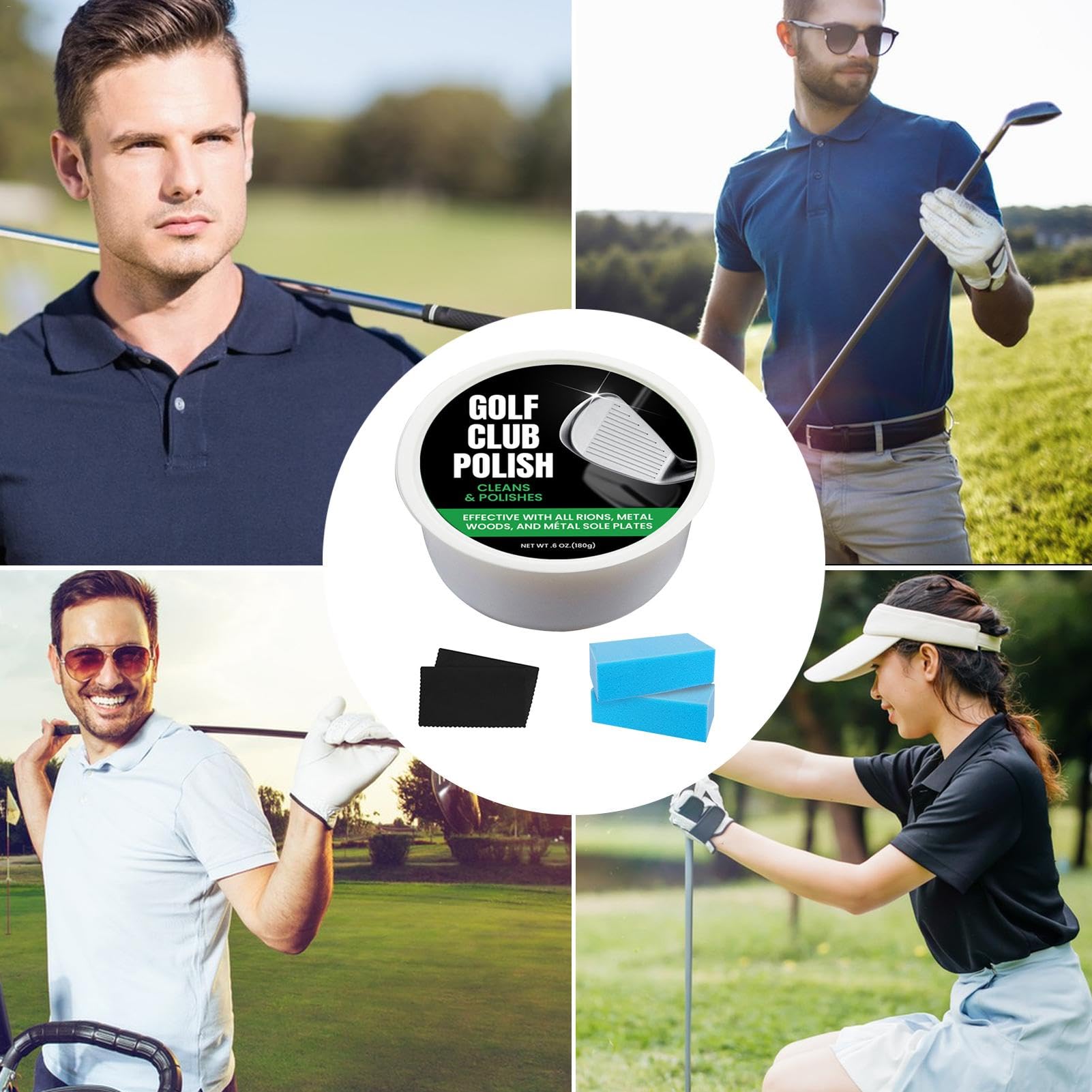 Pasta lucidante per mazze da golf, balsamo lucidante per mazze da golf, balsamo lucidante per mazze da golf, rimozione graffi inodore, kit di attrezzi da golf per tutti i ferri da golf