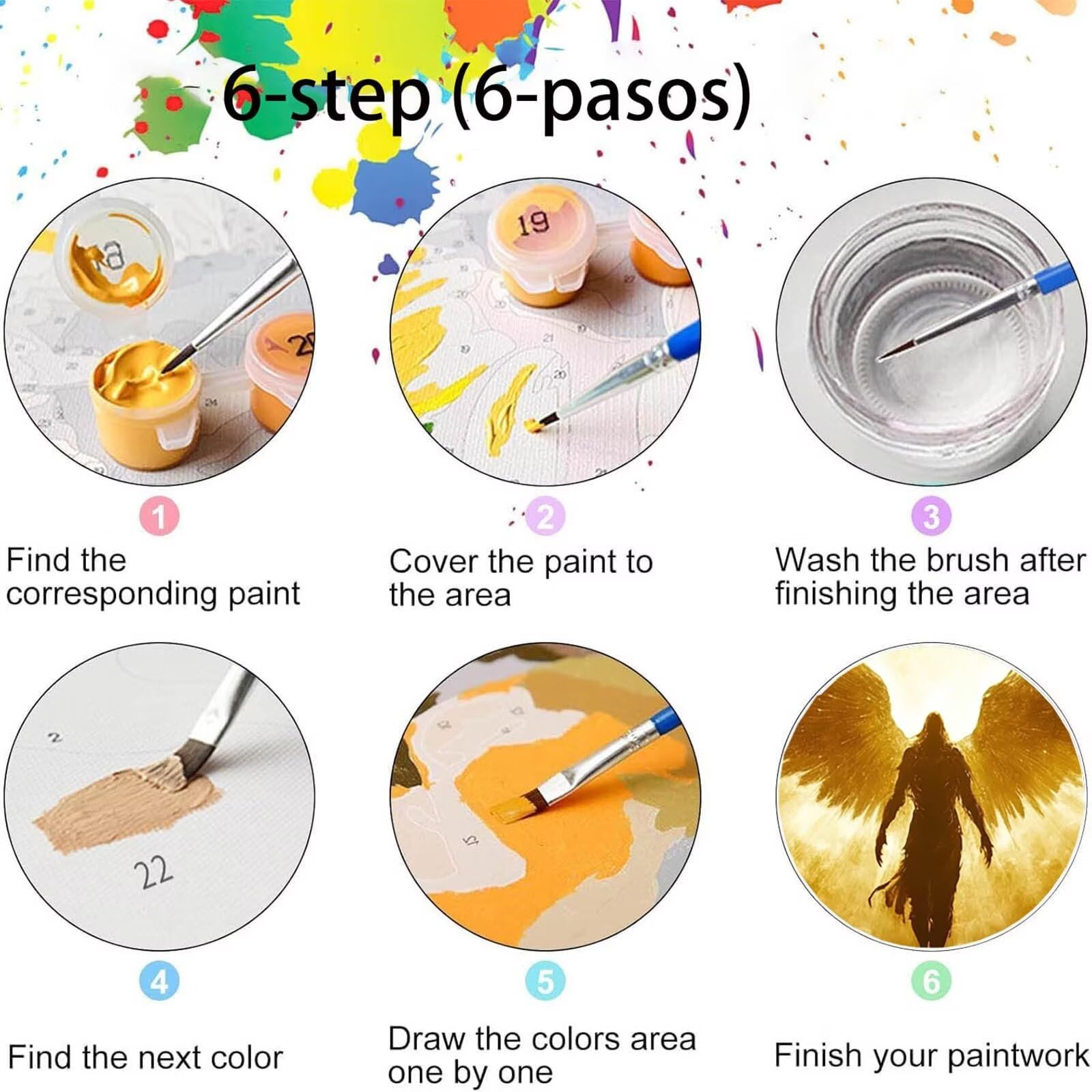 Pintar por Numeros Adultos Ángel, Pintar por Numeros Niños Kit Manualidades Adultos Abstracto Cuadros para Pintar por Numeros Pintura Acrílico, Cuadros Decoracion Salon Modernos 80X160cm 7w-E-6