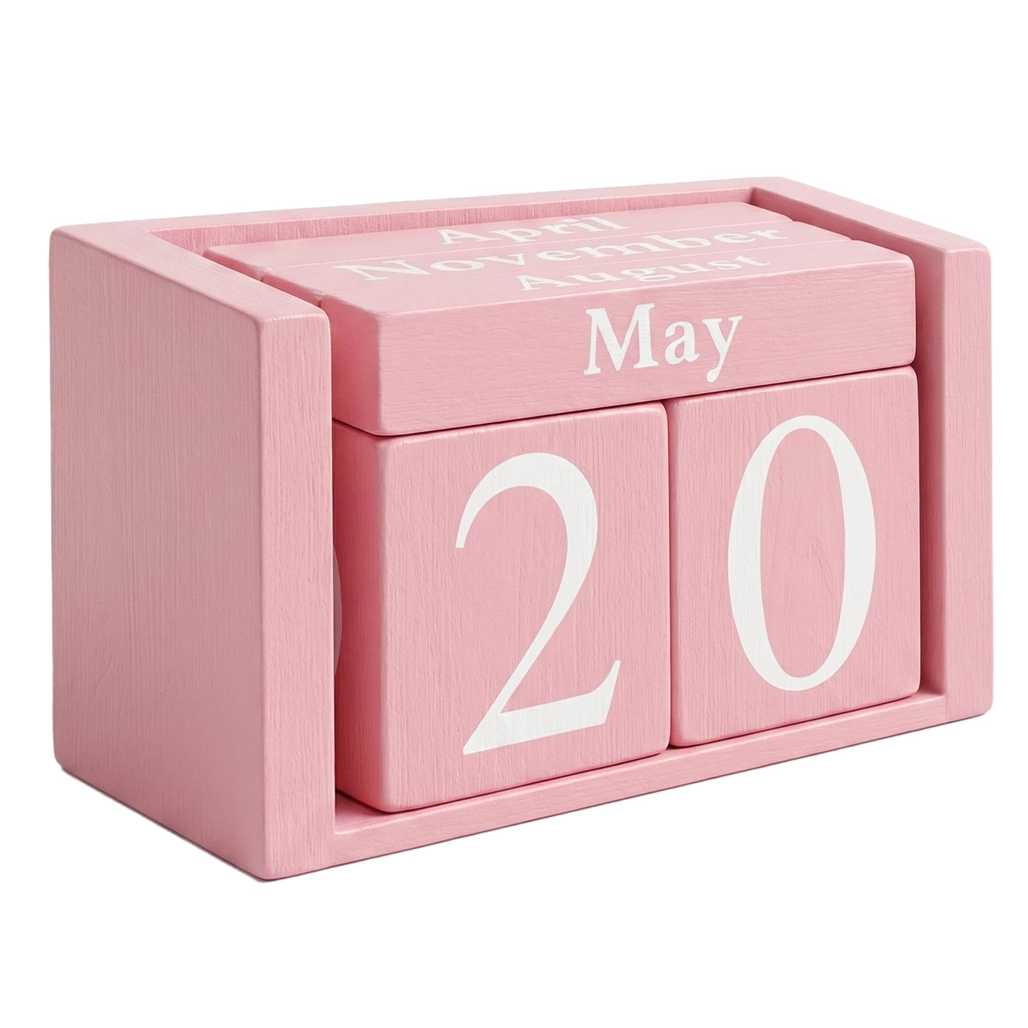 MICKYU Pink Wooden Perpetual Block Calendar | Aesthetic Desk Accessories for Women, Office Decor for Workspace, 3.7 x 2.1 x 1.7 in-image-28