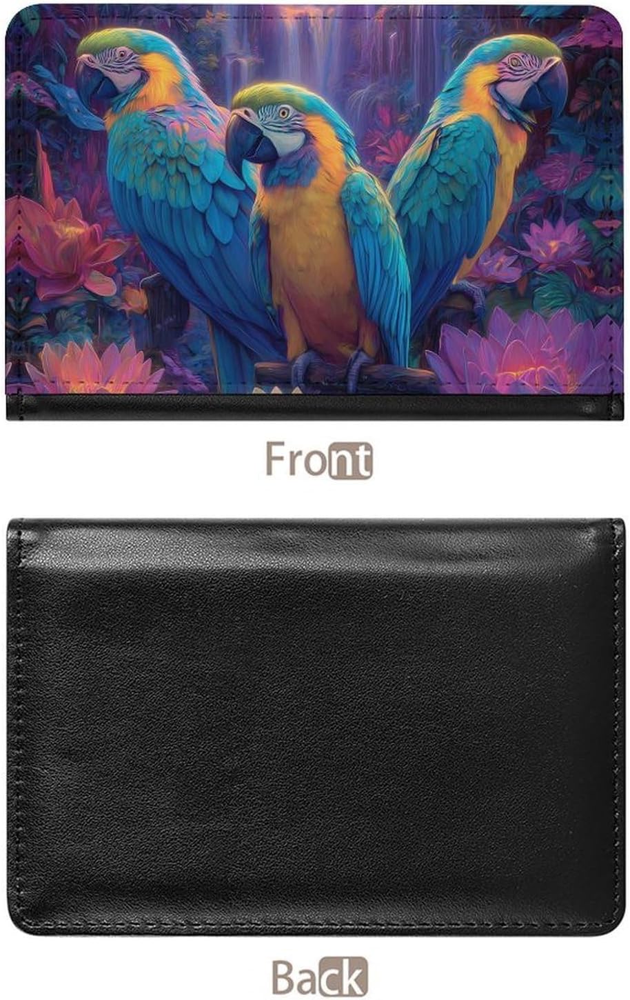 Parrot Lotusflower Passport Holder Travel Passport Cover Portable Passports Wallet for Travel Business
