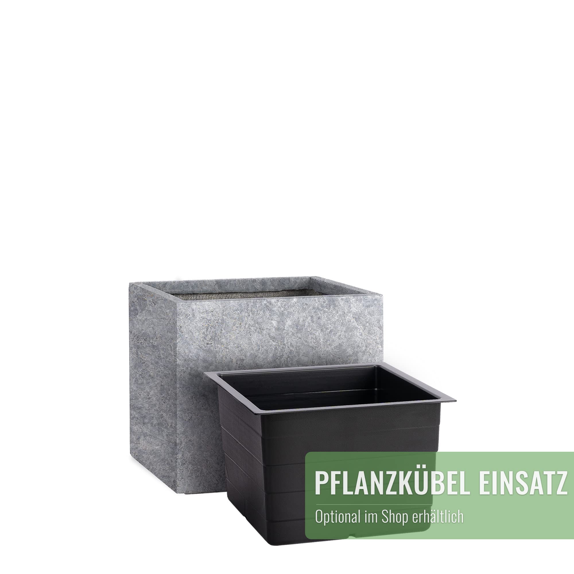 Pflanzwerk® Donica na rośliny CUBE Lava jasnoszara 30 x 34 x 34 cm doniczka na kwiaty, odporna na mróz, ochrona przed promieniowaniem UV, wysoka jakość