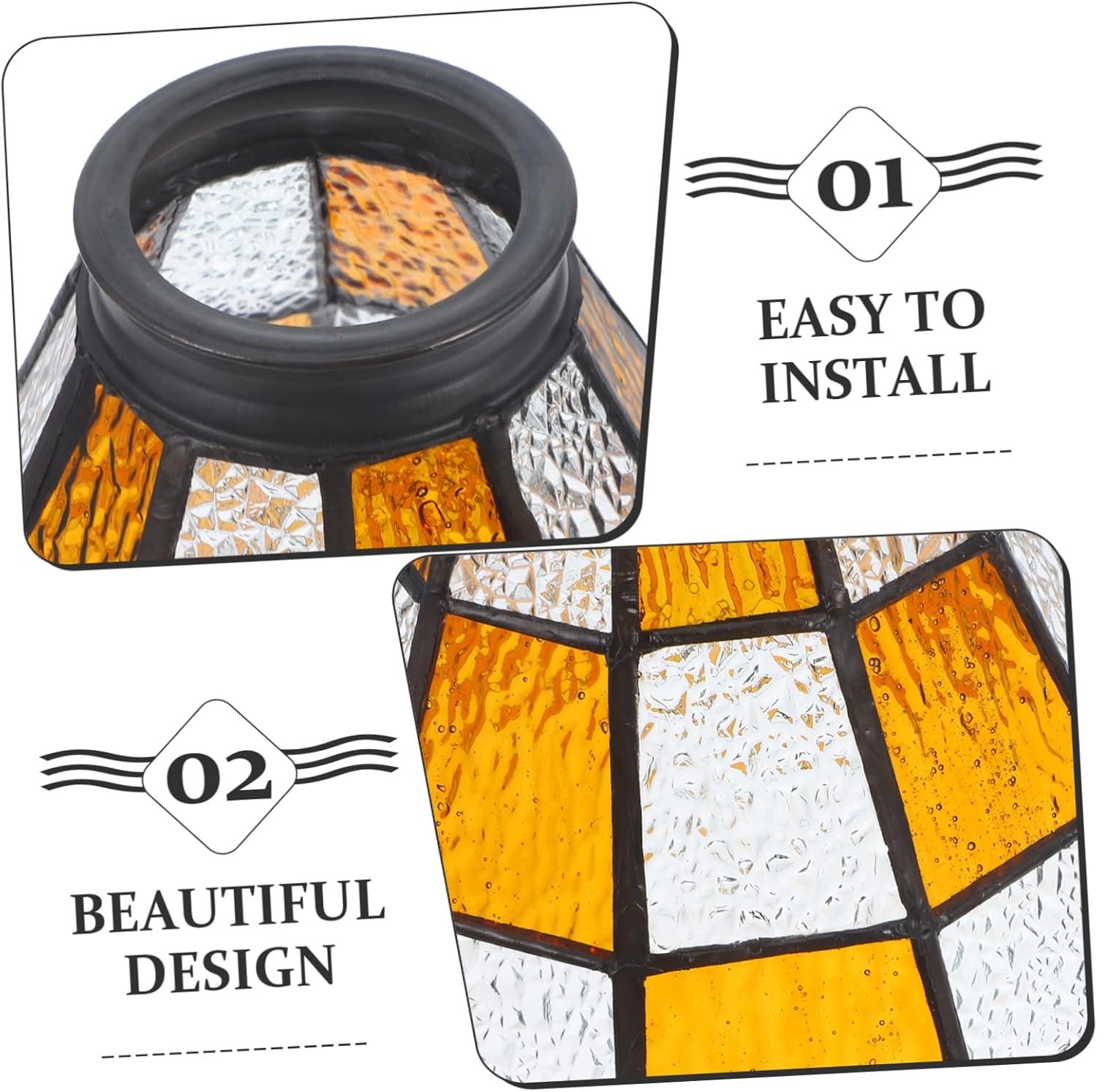 Amosfun Glass Lamp Shade Lighting Fixture Accessory Pendant Lamp Shade Replacement Wide Range Application