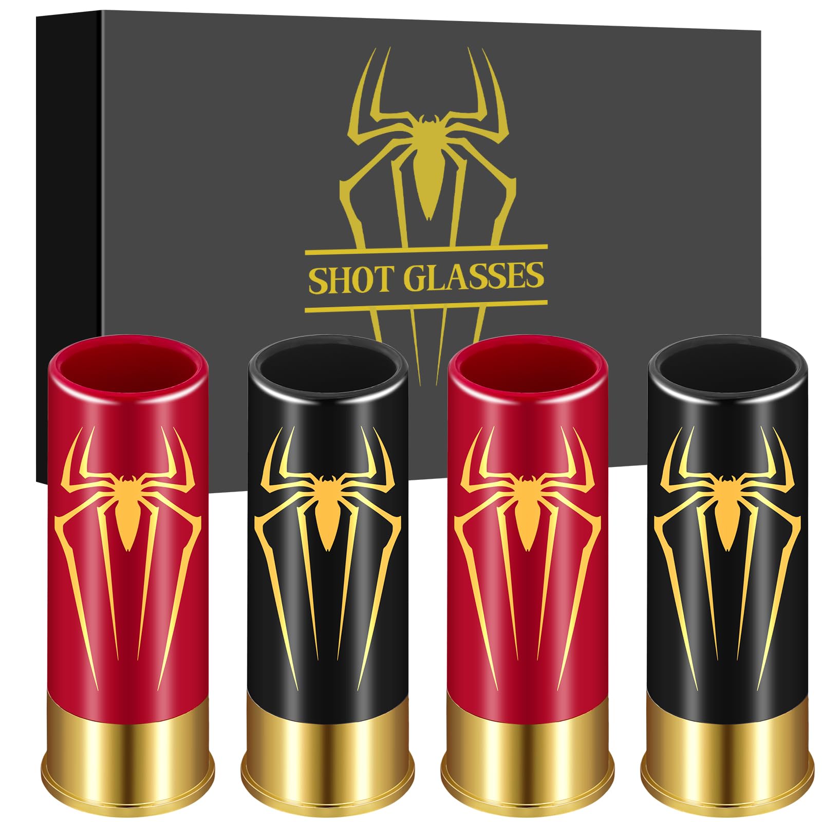 12 Spinnen-Schnapsgläser Aus Kunststoff, 45 Ml – Schwarz & Rot, In Geschenkbox Für Partys & Sammler