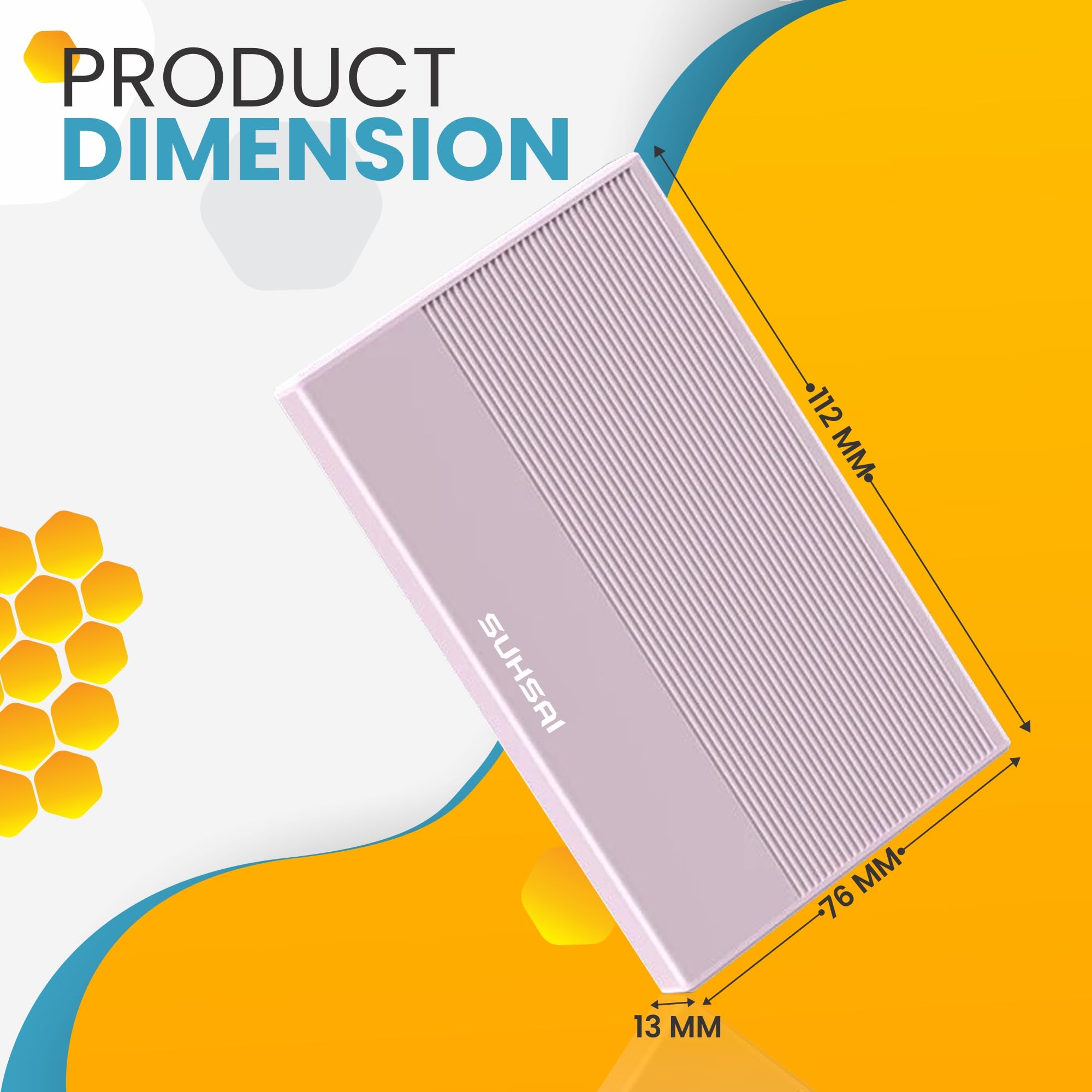 SUHSAI Disco Duro Externo de 320 GB Copia de Seguridad de Datos HDD - Expansión de Memoria de 2,5" Disco Duro portátil USB 3.0 Compatible con Mac, Escritorio, PC, PS4, PS5, (Rosa) — view 4