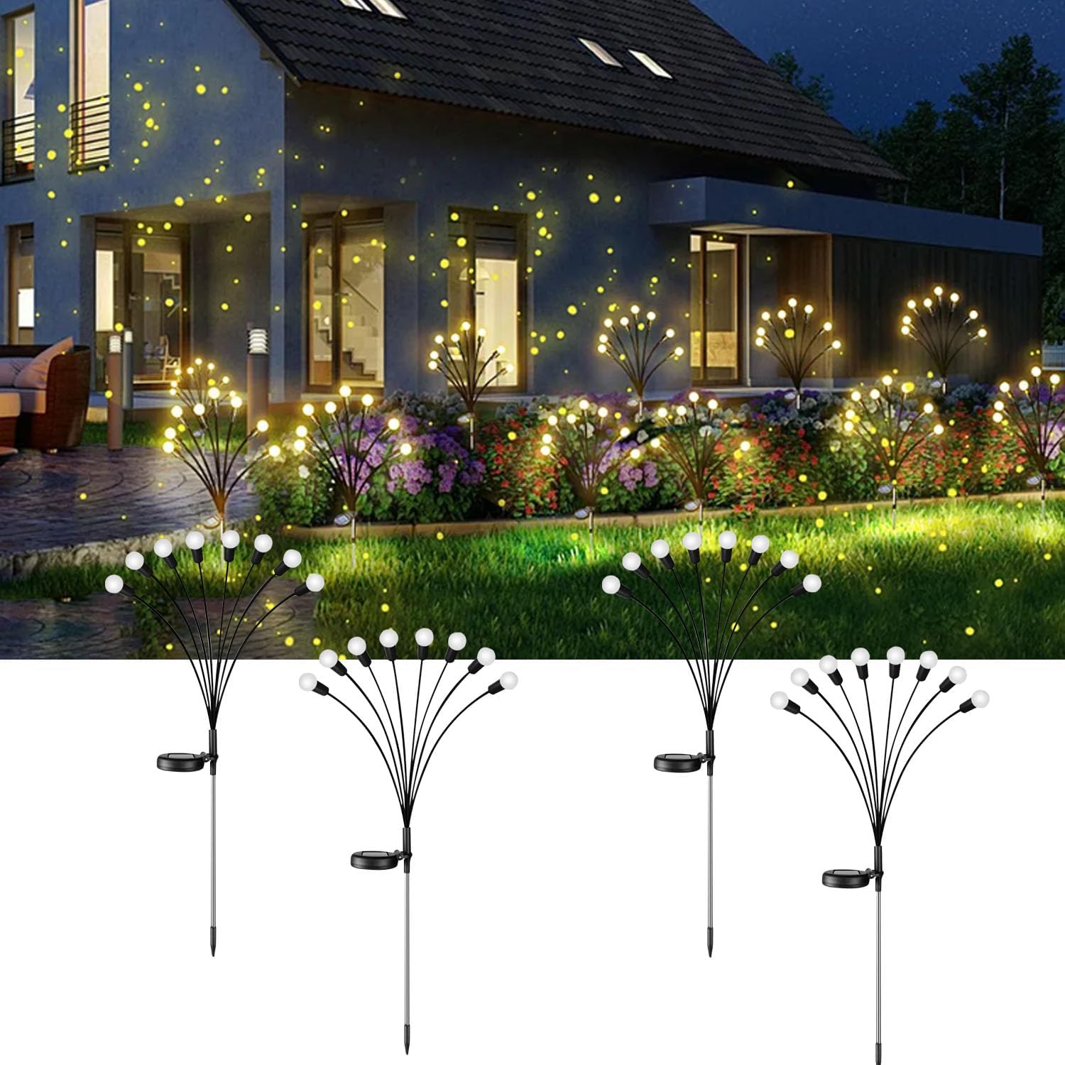 Fagele Solar Lights for Outside Garden,6Pack 48 LED Solar Outdoor