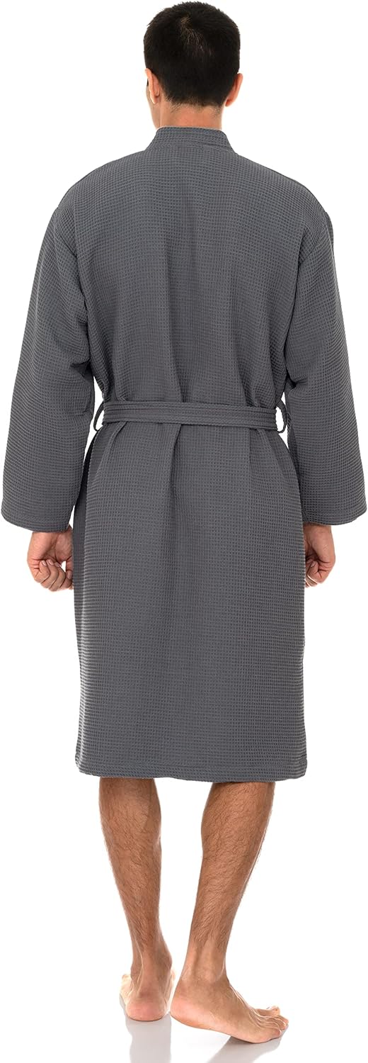 TowelSelections Mens Waffle Robe Spa Kimono Bathrobe Lightweight Shower Bath Robe for Men XS to 2X - Image 2