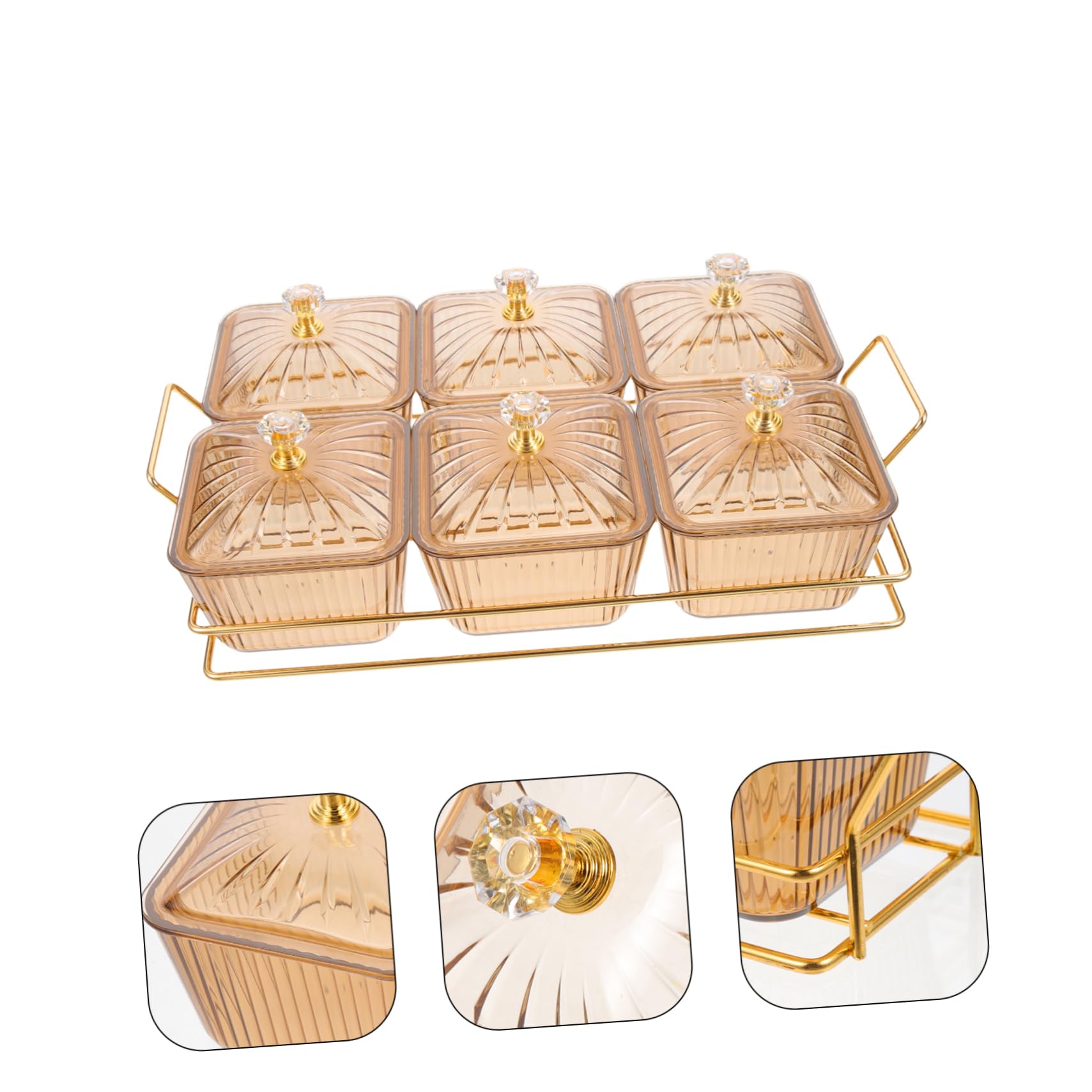 ULTECHNOVO Vassoio Snack da Tavolo in Ferro Oro per Aperitivi | 6 Scomparti, Stile Moderno, per Frutta, Dolci e Contorni, Adatto a Feste con Amici e Matrimoni