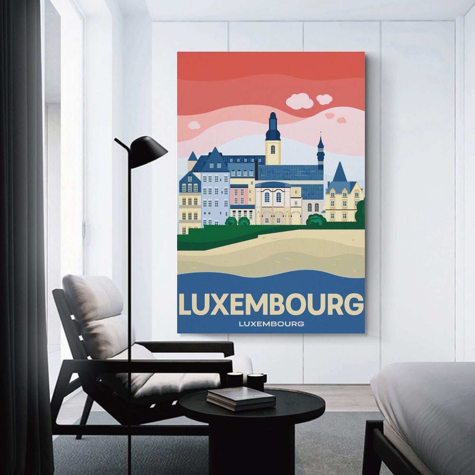 Junmoney Room Decor Wall Art Luxembourg Cityscape Travel, 20x30inch(50x75cm), for Wall Displays, Bedrooms Or Room Updates, A Versatile Canvas Print for Layering