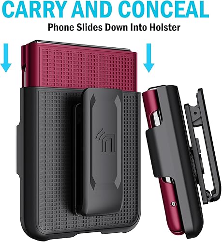 Miniatura 5 de Nakedcellphone - Funda con clip para Motorola RAZR+ 2023, textura de cuadrícula cubierta rígida delgada y giratoriatrinquete Funda de cadera para