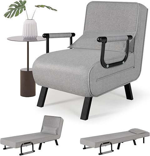 VAMEPOLE Cama con silla, sofá cama de 20 pulgadas para dormitorios, sofá cama convertible, cama plegable 4 en 1 con respaldo y almohada ajustables