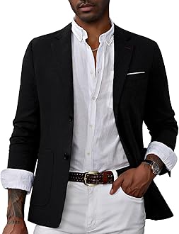 PJ PAUL JONESMens Casual Sport Coat Blazer Two Buttons Lightweight Business Jackets