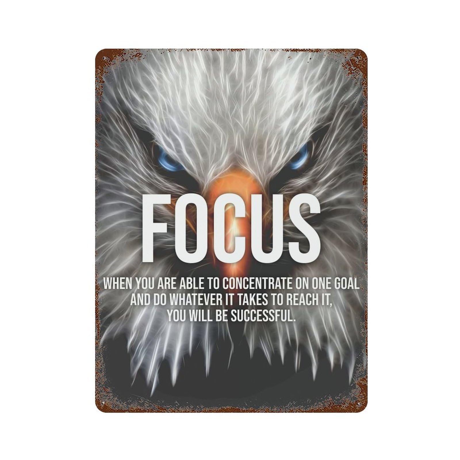 FOCUS 15.7"x11.8" Retro Metal Sign, Vintage Wall Decor for Office, Studio And Wall Decor
