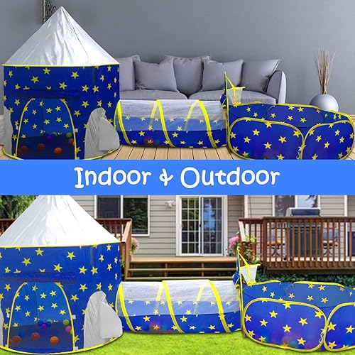 Miniatura 3 de Tienda de campaña de 3 piezas para niñas con hoyo de bolas, túnel de gateo, tiendas de campaña de princesa para niños pequeños, juguetes de casa de