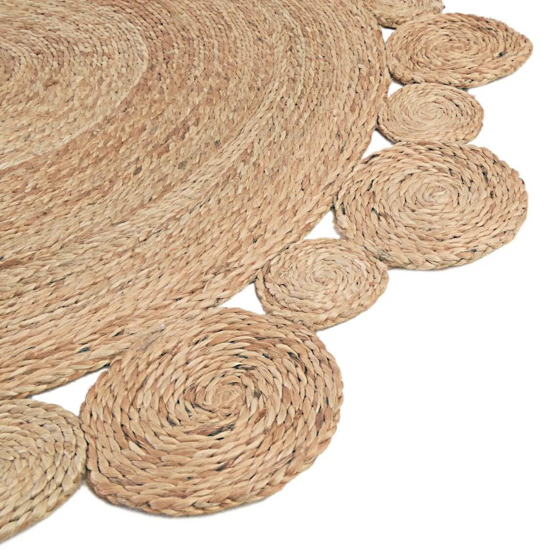 Tappeto in iuta 100% naturale, intrecciato a mano, design cerchio, ovale, per soggiorno, 60 x 120 cm