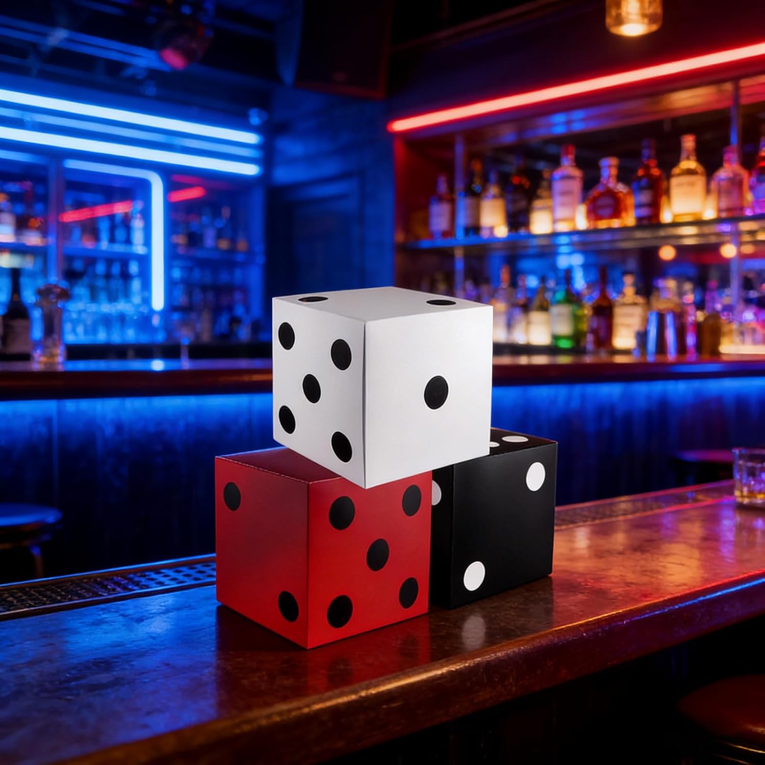9 Pcs Dice Boxes Big Vegas Decor 11 in Giant Table Top Cardboard Dice Jumbo Vegas Casino Theme Party Decoration for Birthday Prom Homies Party Casino Game Nights Supply Props(Multicolor)