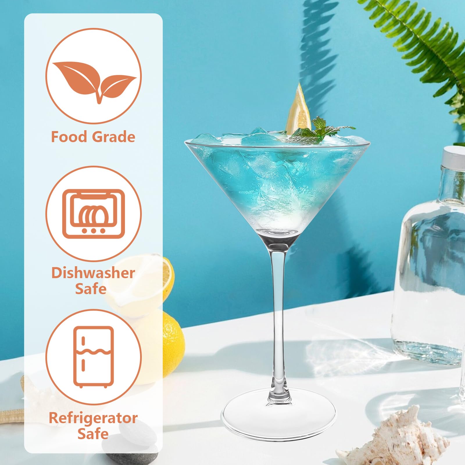MIVIDE Juego de 4 vasos de martini de 250 ml, para cócteles, restaurantes, fiestas