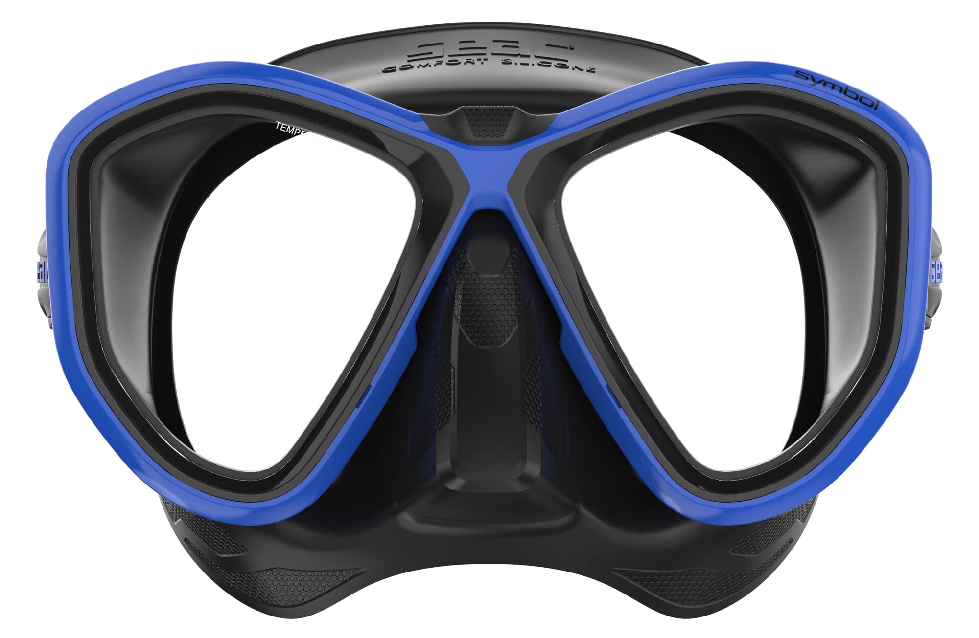 Seac Symbol, Masque de plongée Made in Italy à lentilles symétriques avec Boucle 3D Directement sur Le Visage, Bleu, Standard