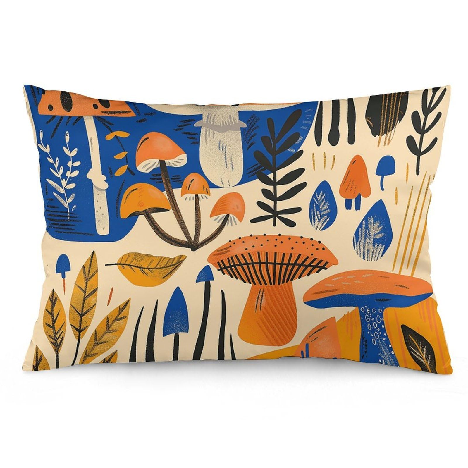 2 Pack Pillow Cases for Hair and Skin, Soft Breathable Pillow Case Covers with Hidden Zipper, Mushrooms and Leaves Pillowcase 16 "x24 Pillow Covers for Sleeping Gift