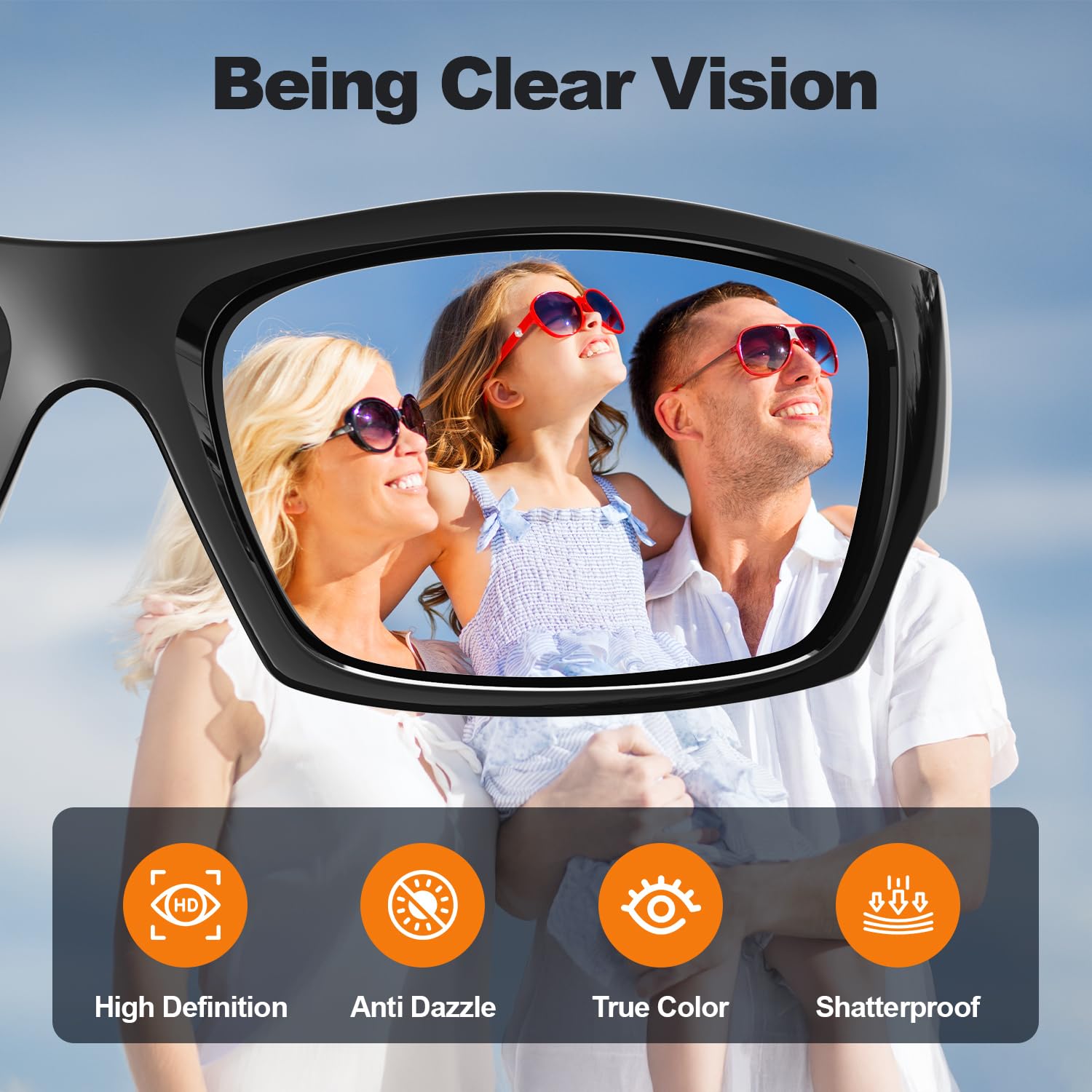DEAFRAIN Sport-Sonnenbrille mit HD-polarisierten Gläsern, TPEE-Rahmen, ultraleichtes Design
