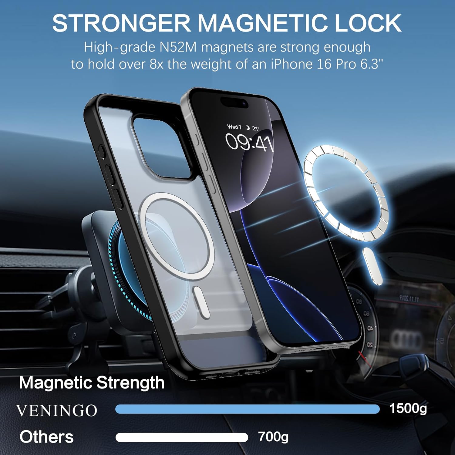 VENINGO for iPhone 16 Pro Case, for iPhone 16 Pro Phone Case Compatible with Mag Safe Invisible Stand Matte Translucent Shockproof 360 Protective Magnetic Slim Case for iPhone 16 Pro, Black 4 71wDZ5kqPLL. AC SL1500
