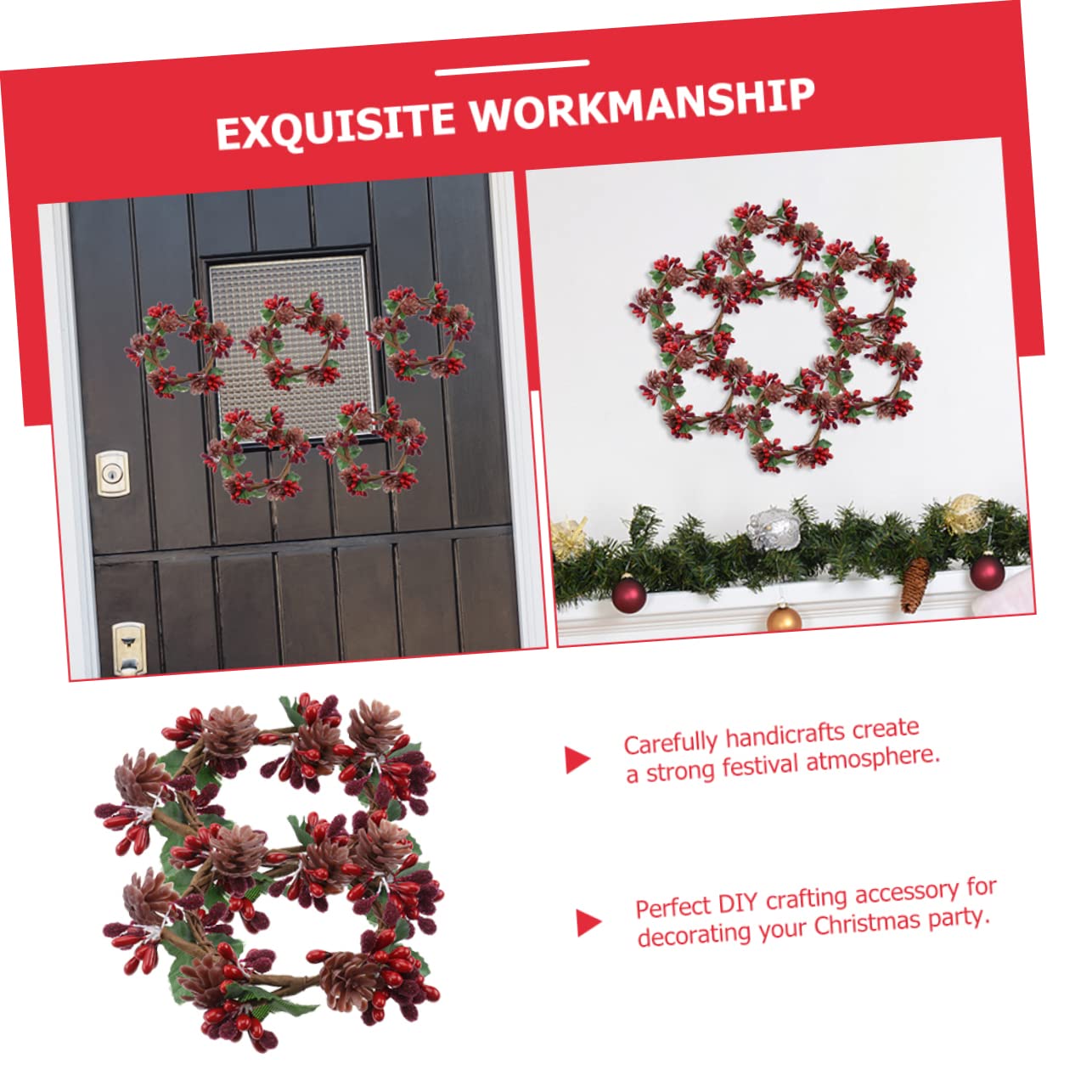 TOPBATHY 10 STK Kranz Weihnachtsgirlande Kerze Beerenkränze Tischdekorationen Weihnachtskerzenkränze Ringe Stumpenkerze Weihnachtskerzenständer Weihnachtskerzenhalter Kerzenringe Stoff