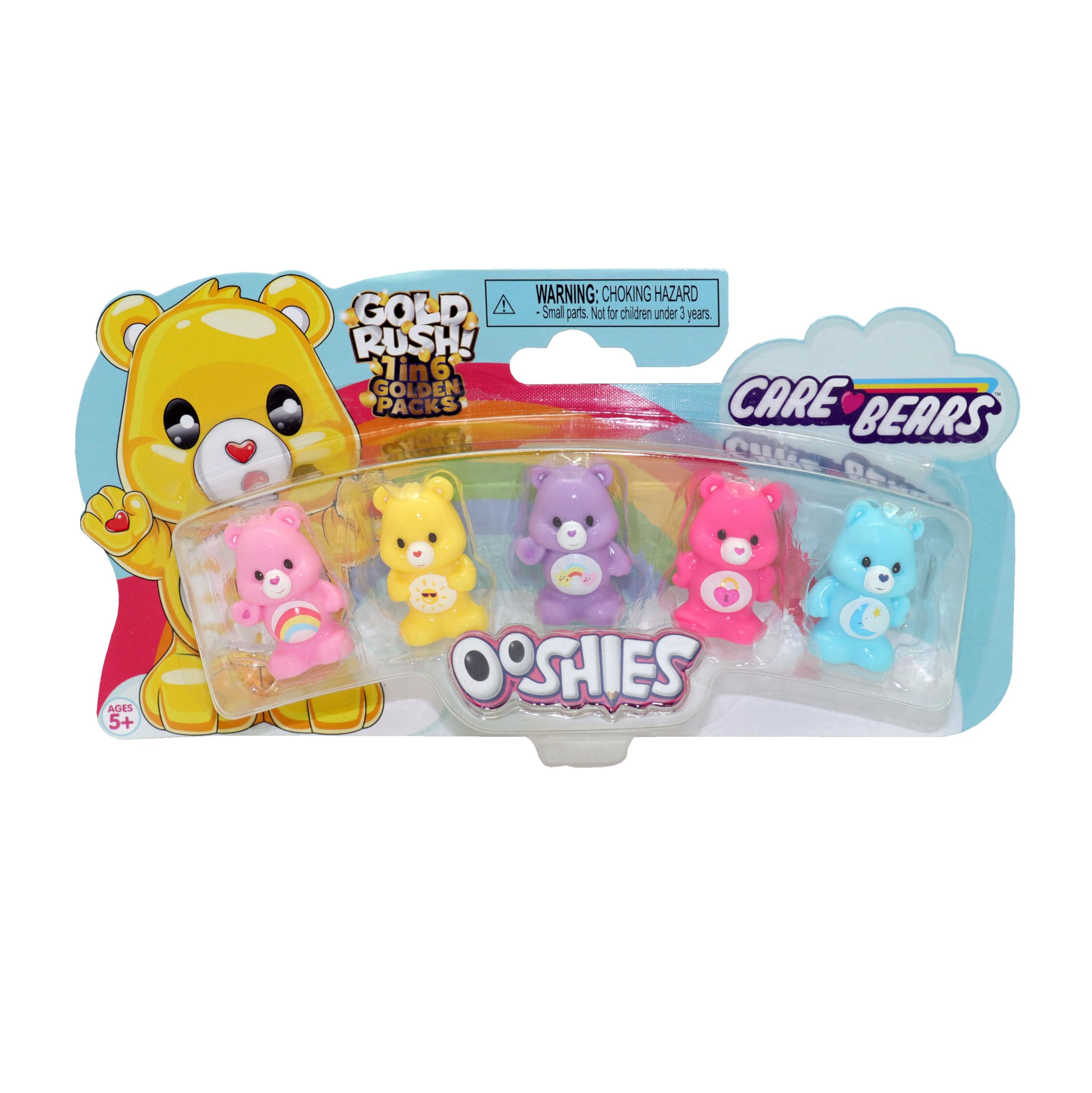 Ooshies Care Bears Collectibles 5 Pack Pencil Toppers – Chance of Rare Limited Edition Gold Collector Pack – Mini Figures for Kids Ages 5+, School Accessories, Party Bag Fillers & Gifts