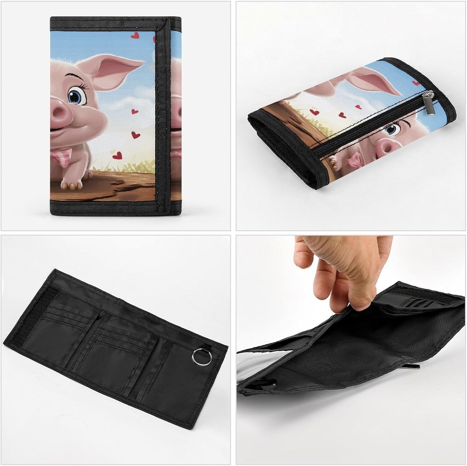 Cartoon Pig Trifold Wallet Coin Purse