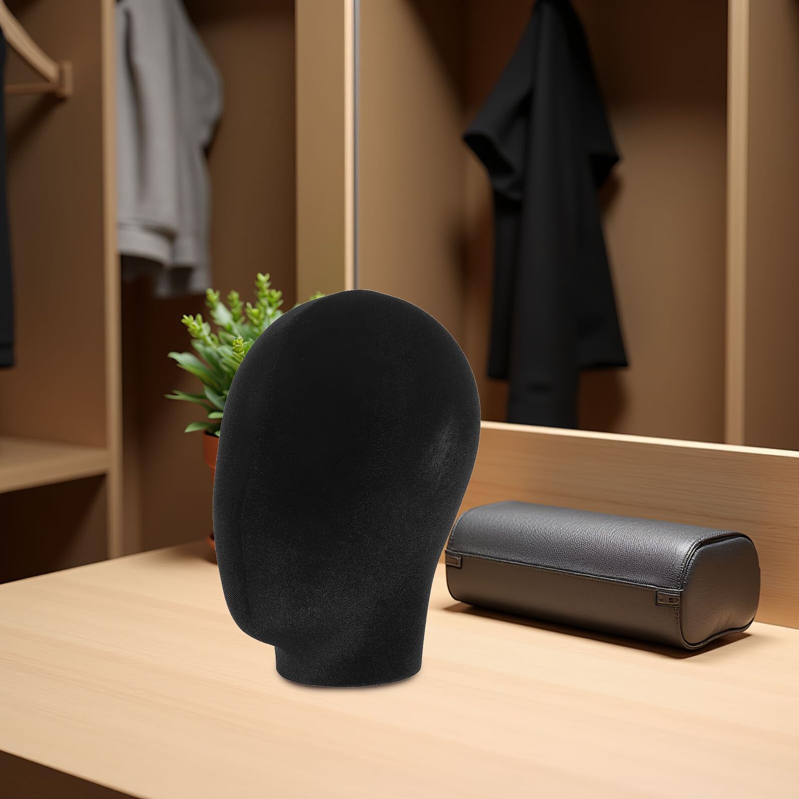 Testa Manichino Donna in Plastica Nera per Esposizione | Aspetto Realistico Moderno, Costruzione Leggera, Resistenza allo Sbiadimento per Allestimenti Negozio