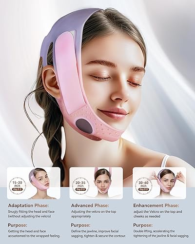 Miniatura 3 de V-Line - Mascarilla escultora Correa de silicona para barbilla para apretar la mandíbula y reducir la barbilla (23-27 pulgadas) (rosa Sakura)