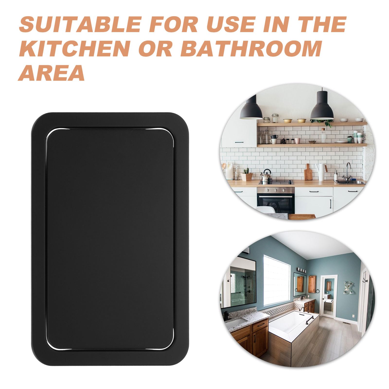Tapa empotrada para cubo de basura para encimera, tapa rectangular de metal, tapa de cubo de basura de acero inoxidable con ojales, tapa de cubo de basura giratoria (negro)