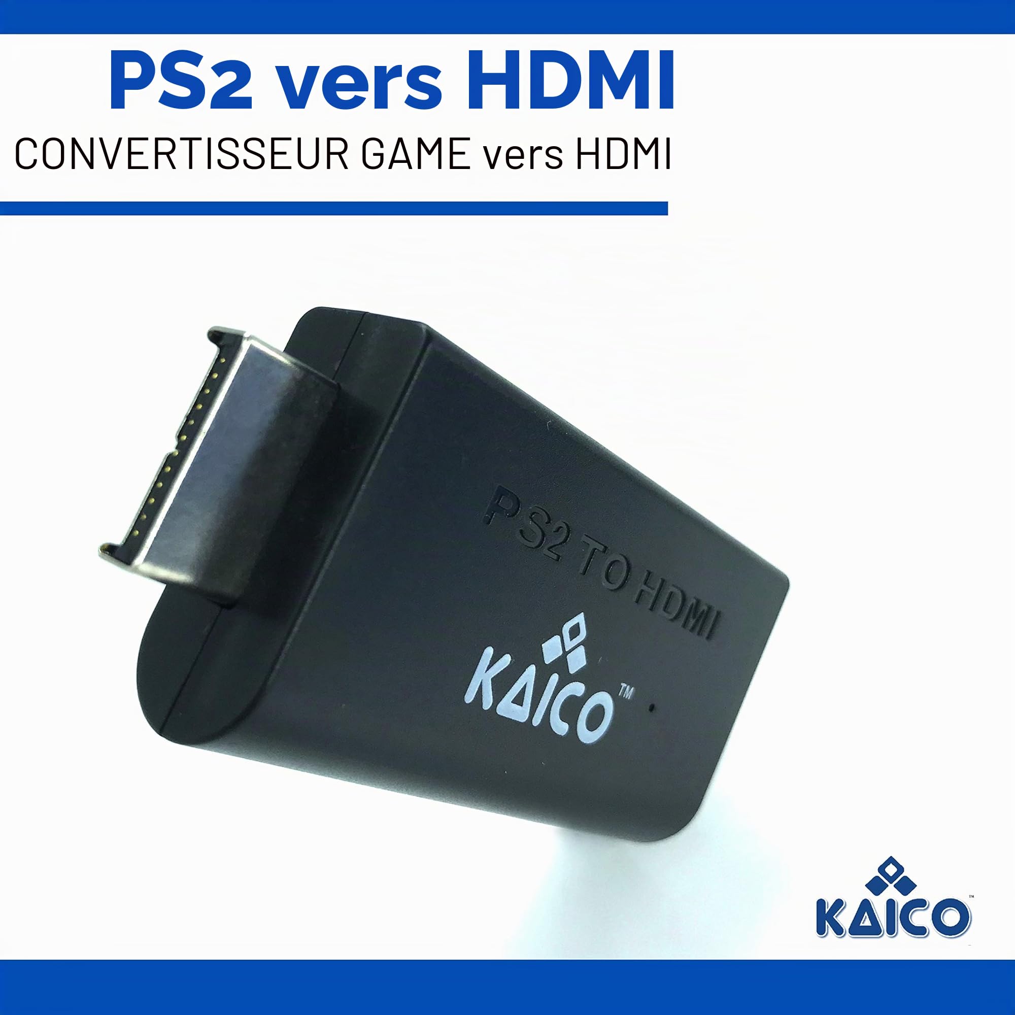 Kaico Edition - PS2 to HDMI Converter - Play PS2 on HDMI TV - Retro Gaming Adapter | Prend en charge 480i, 480p, 576i, 576p et 1080i, avec audio intégré, câble Micro USB et support 12 mois