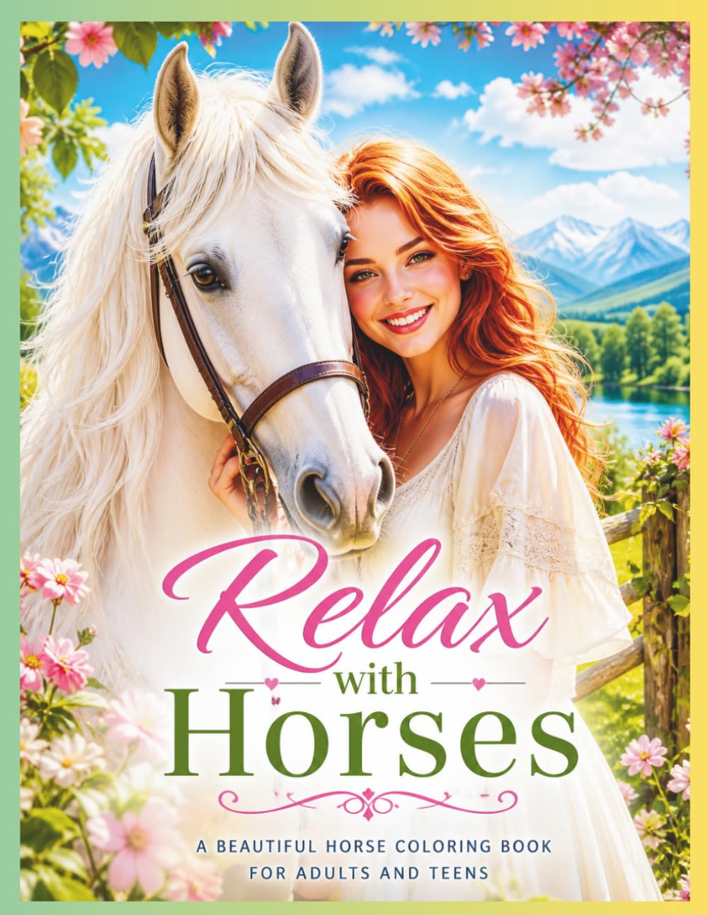 Relax with Horses: A Beautiful Horse Coloring Book for Adults and Teens Peaceful Scenes, Elegant Horses, Nature Escape for Relaxation and Stress Relief