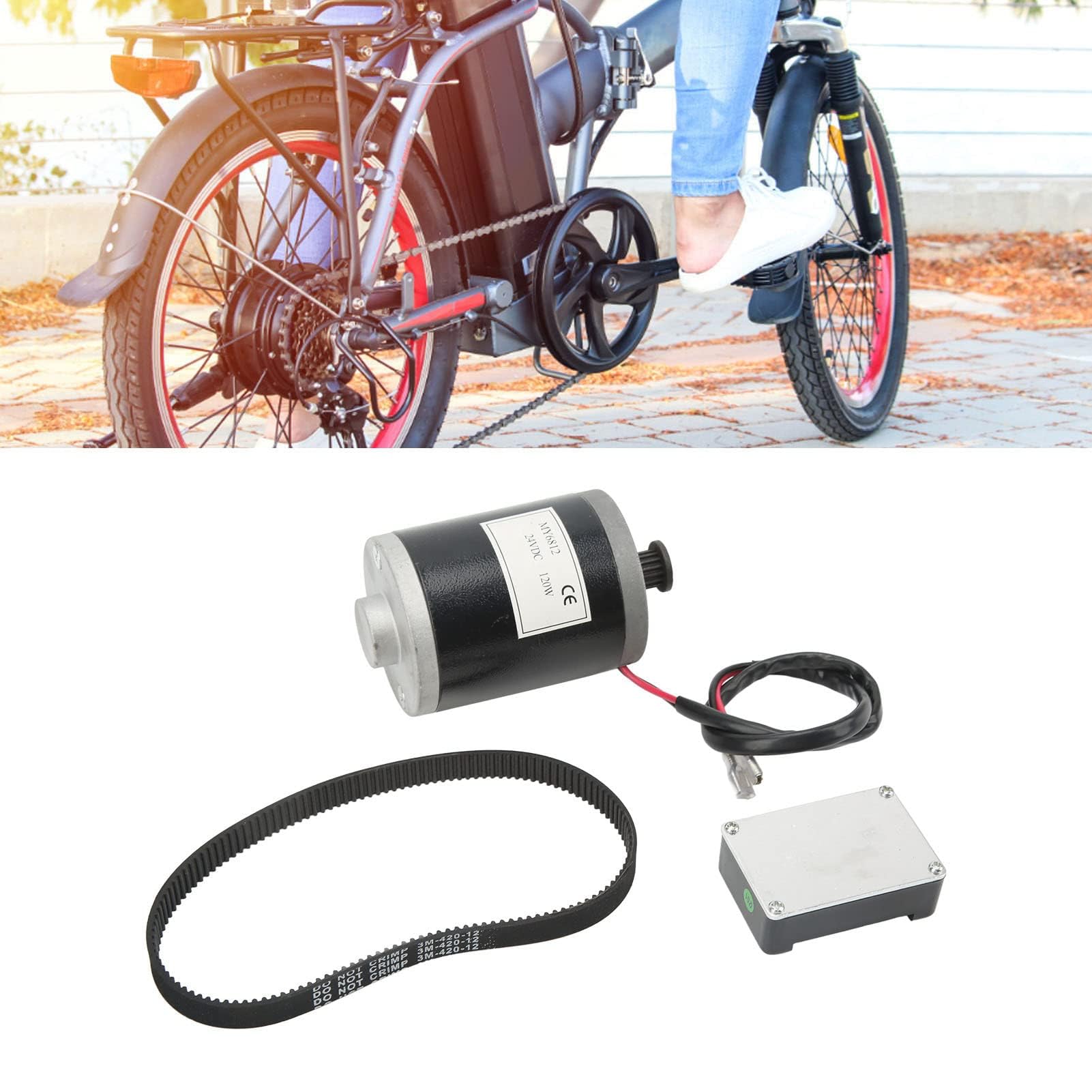 VGEBY Juego de Motor DC Cepillado, Bicicleta Eléctrica 24V 120W MY6812 Motor con Controlador y Correa de Conducción para Motores de Imanes Permanentes Motores Eléctricos