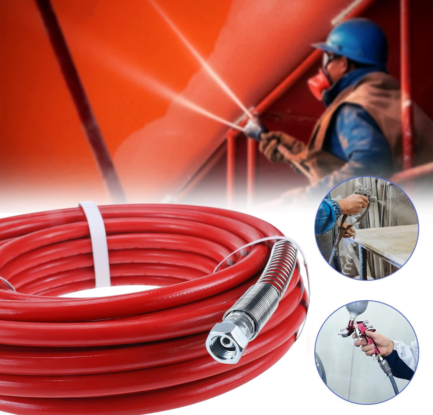 Tubo per spruzzatore di vernice airless, 8 m, tubo flessibile universale ad alta pressione, tubo flessibile per spruzzatore, pistola, spruzzatore, acqua, filo di ottone rinforzato intrecciato