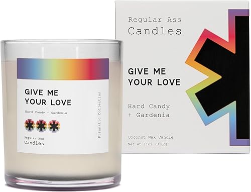 Miniatura 1 de Regular Candles Dame tu amor, caramelo duro + Gardenia  Transparente  Vela perfumada de cera de abeja de coco de 11 onzas para el hogar  Manta de