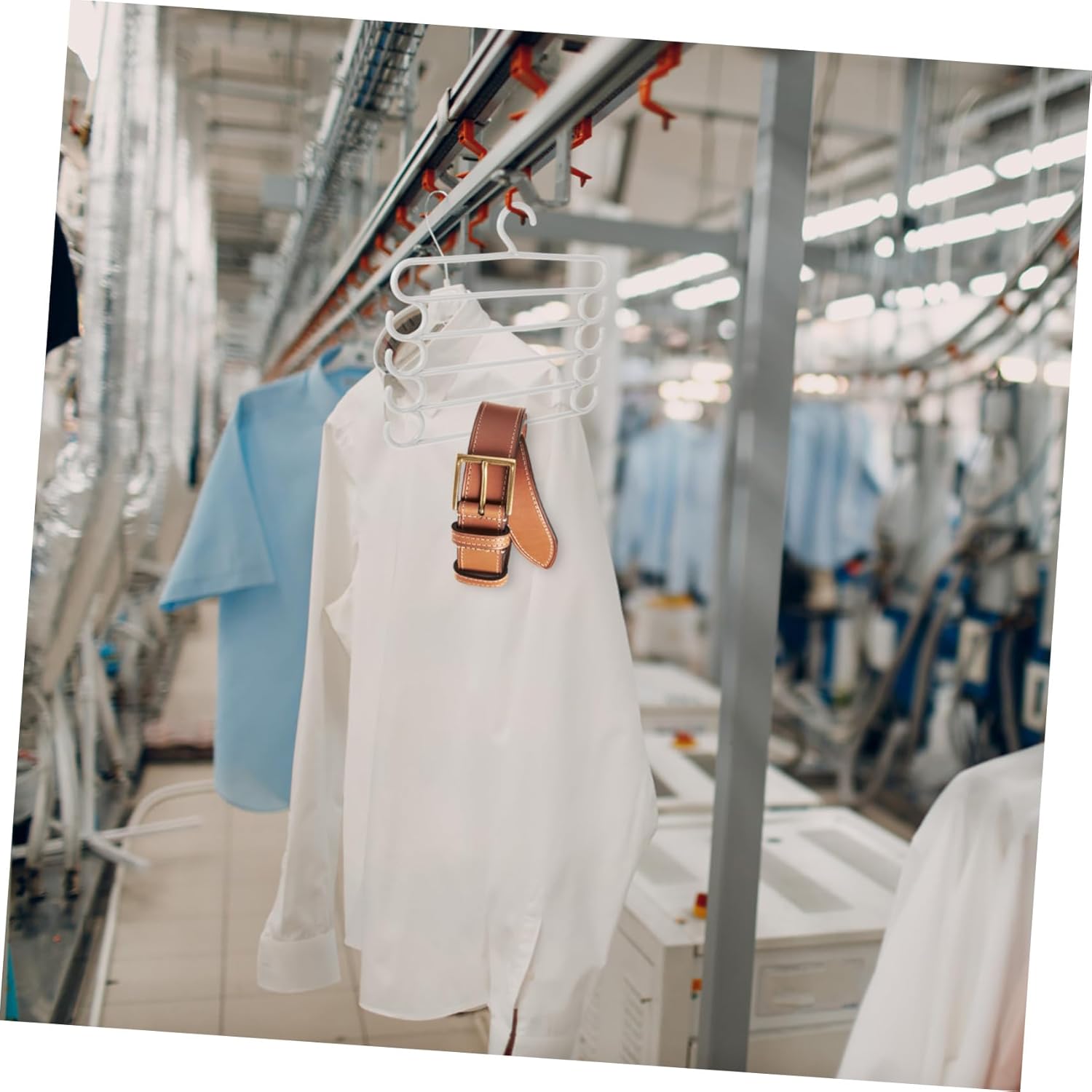 5 Pcs Pants Hangers Space Saving Closet Organizers with Side Hooks for Scarves Ties Storage PP Material