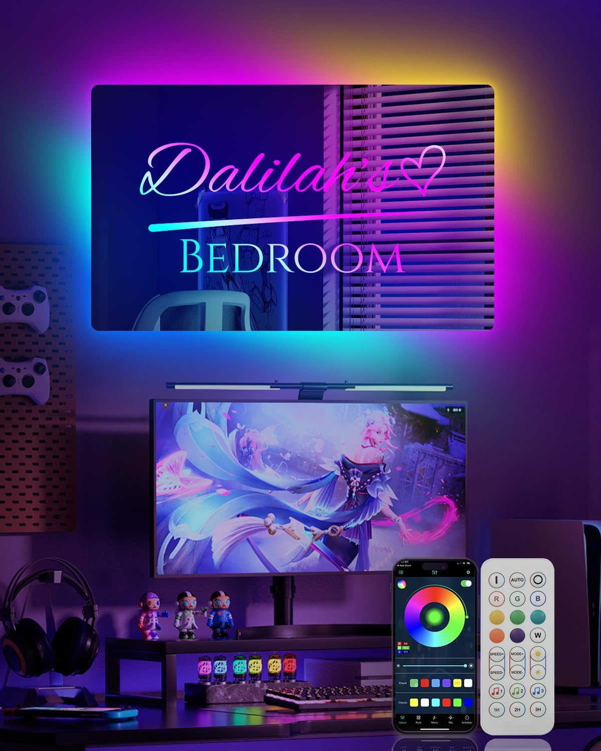 Custom Light up Mirror Sign for Business,Large Personalized Logo Mirror Led Sign with Remote,Color Changing Customized Neon Sign for Company Wall Decor