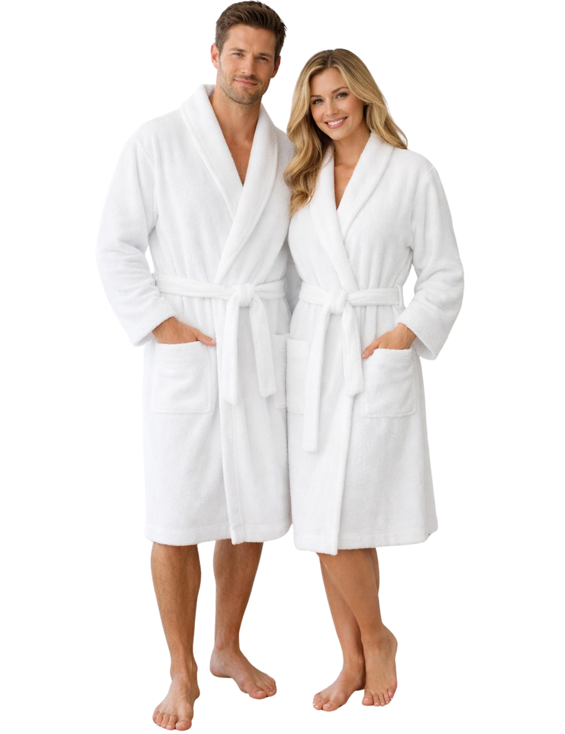 Morgenstern Peignoir d'Hôtel Blanc – Unisexe pour Femmes et Hommes – 100% Coton Eponge Eponge, 380 GSM, Doux pour la Peau et Très Absorbant – Lavable jusqu’à 70 °C – certifié Oeko‑Tex®