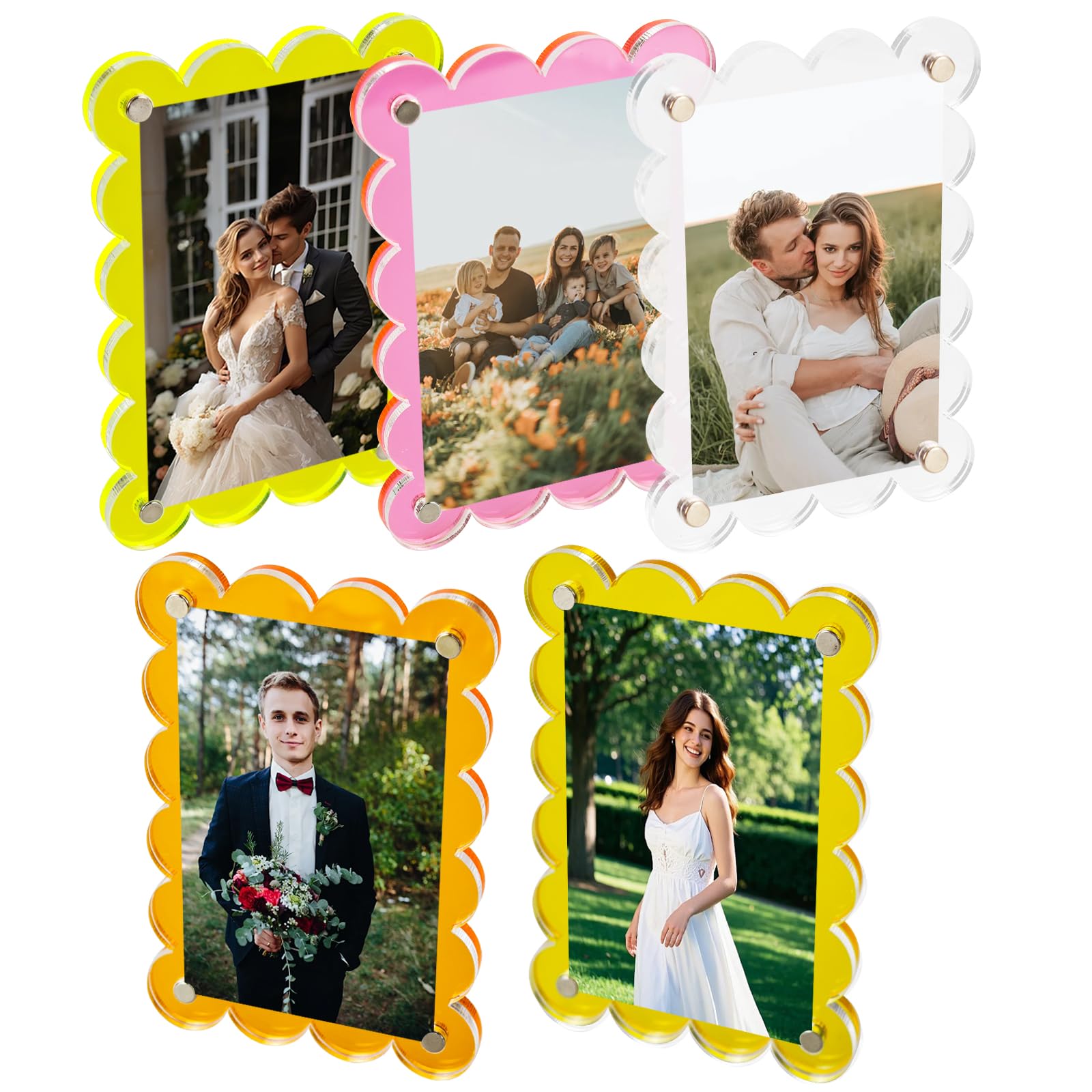 Cadre frigo aimanté festonné en acrylique pour protéger et afficher vos mini photos sans les abîmer