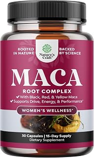 Organic Maca Root Capsules for Women - Potent Herbal Supplement with Female Enhancing Blend of Red Yellow & Black Maca Root - Non-GMO Certified Vegan and Gluten-Free with No Artificial Colors 30 Caps