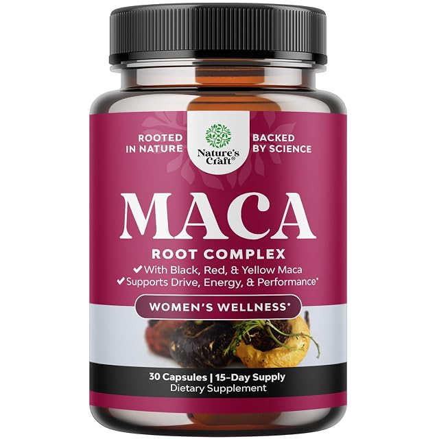 Organic Maca Root Capsules for Women - Potent Herbal Supplement with Female Enhancing Blend of Red Yellow Black