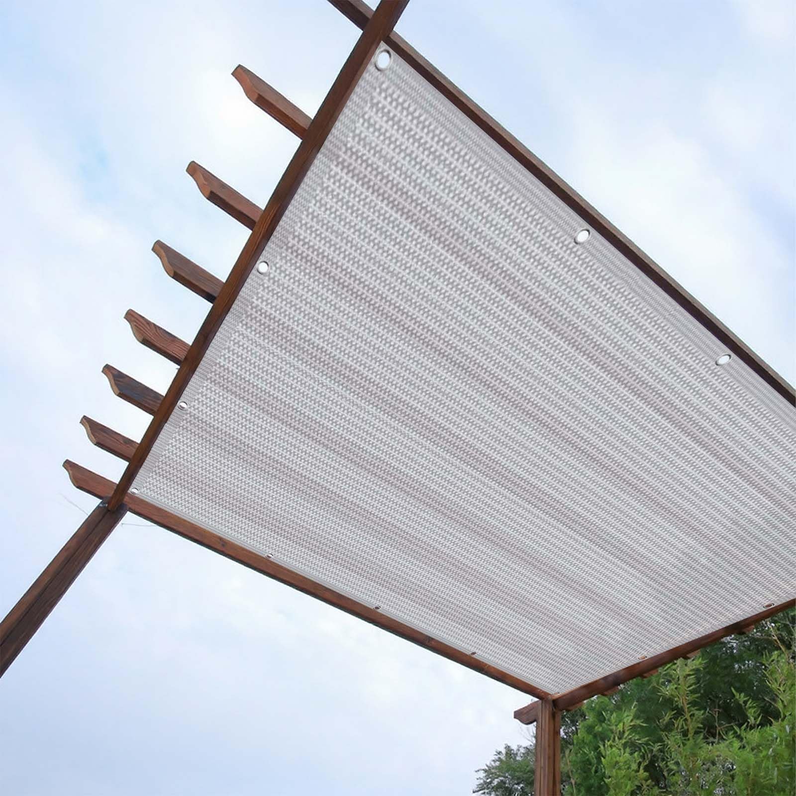 Siatka Cieniująca Z Oczkami 115 x 410 cm Oddychające HDPE – 95% Blokady Uv, 90% Zacienienia Siatka Cieniująca Z Oczkami Z Z Linką I Opaskami Kablowymi Do Ogrodu, Jasny szary