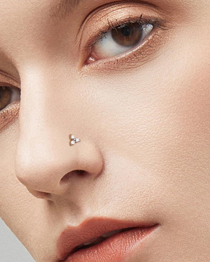 Neusring piercing titanium plated met platte steen