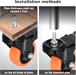Heavy Duty Swivel Wheels 3 Inch PVC Casters with Stem 1/2"-13 x 1 Dual Locking Industrial Caster Safety Wheels Load Bearing 1500 Lbs Castors Set of 4 for Cart, Furniture