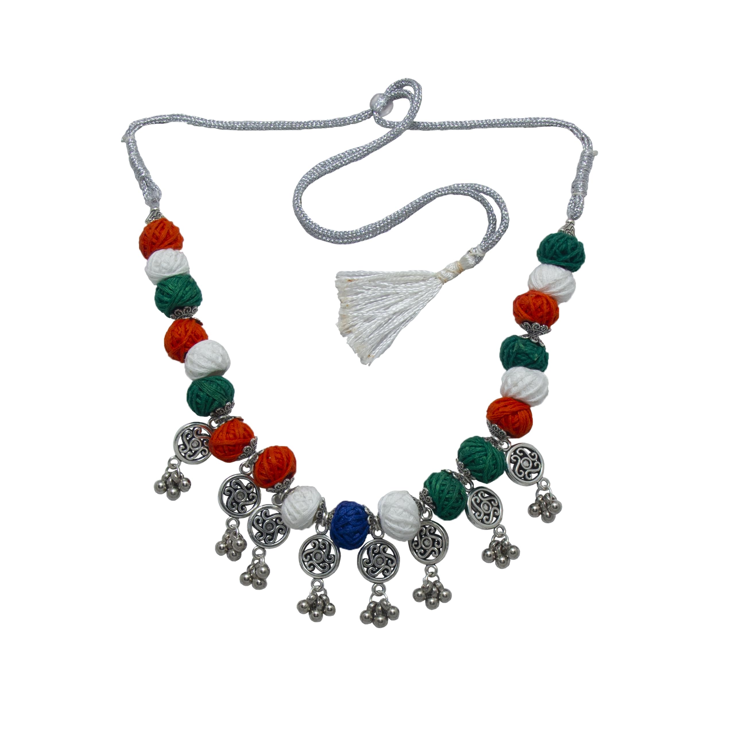 Womens Tricolour Necklace Set With Earring | Jewellery Set On Republic Day, Independence Day Occassion | Saffron White Green (B0CRRY2FP9) Amazon Price History, Amazon Price Tracker