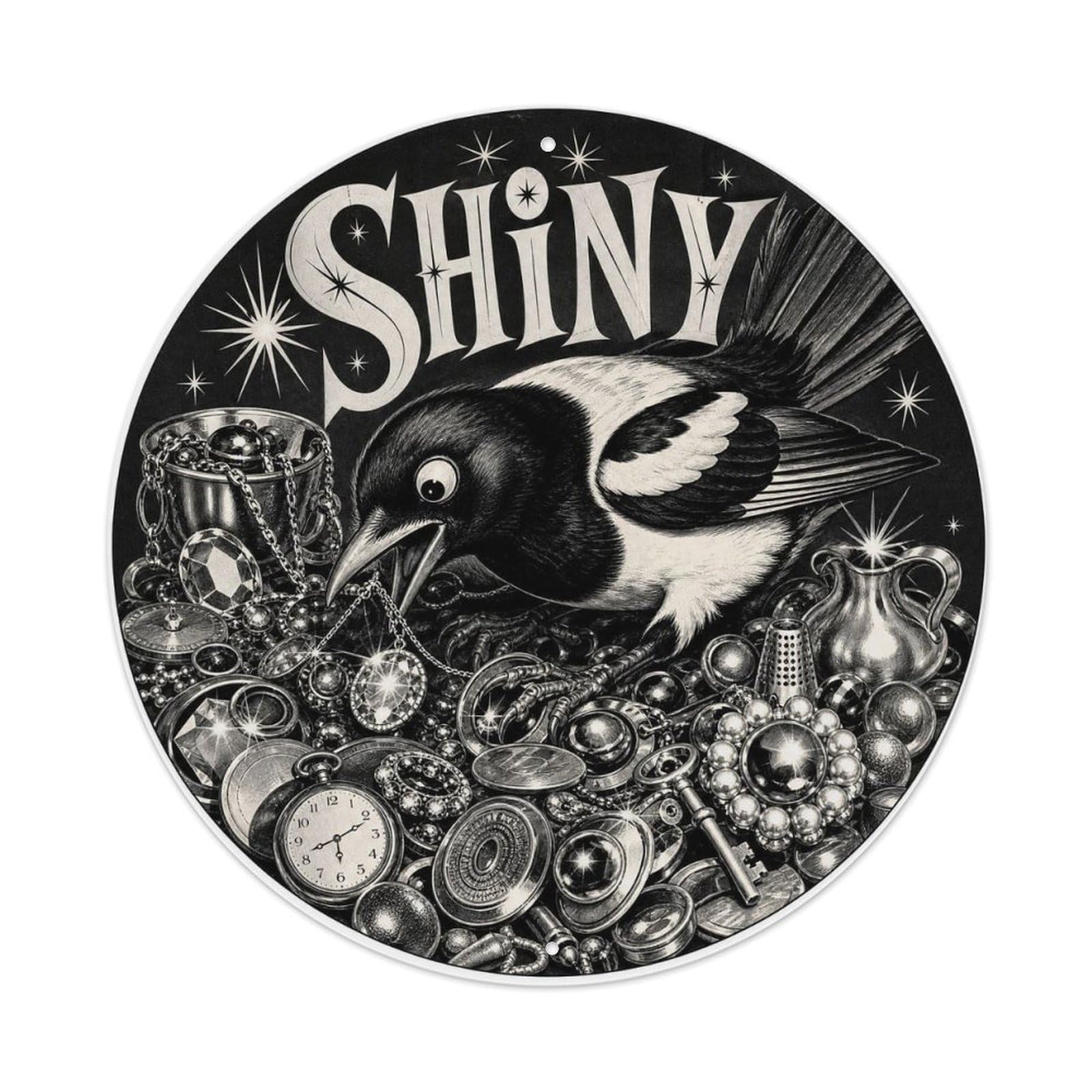 Vintage Magpie Bird Shiny Humor Playful Classic Nature Metal Tin Sign