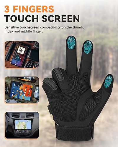 Miniatura 4 de KUMGIM Guantes tácticos para hombres, guantes de combate militares, guantes de airsoft negros, pantalla táctil para Airsoft al aire libre, caza,