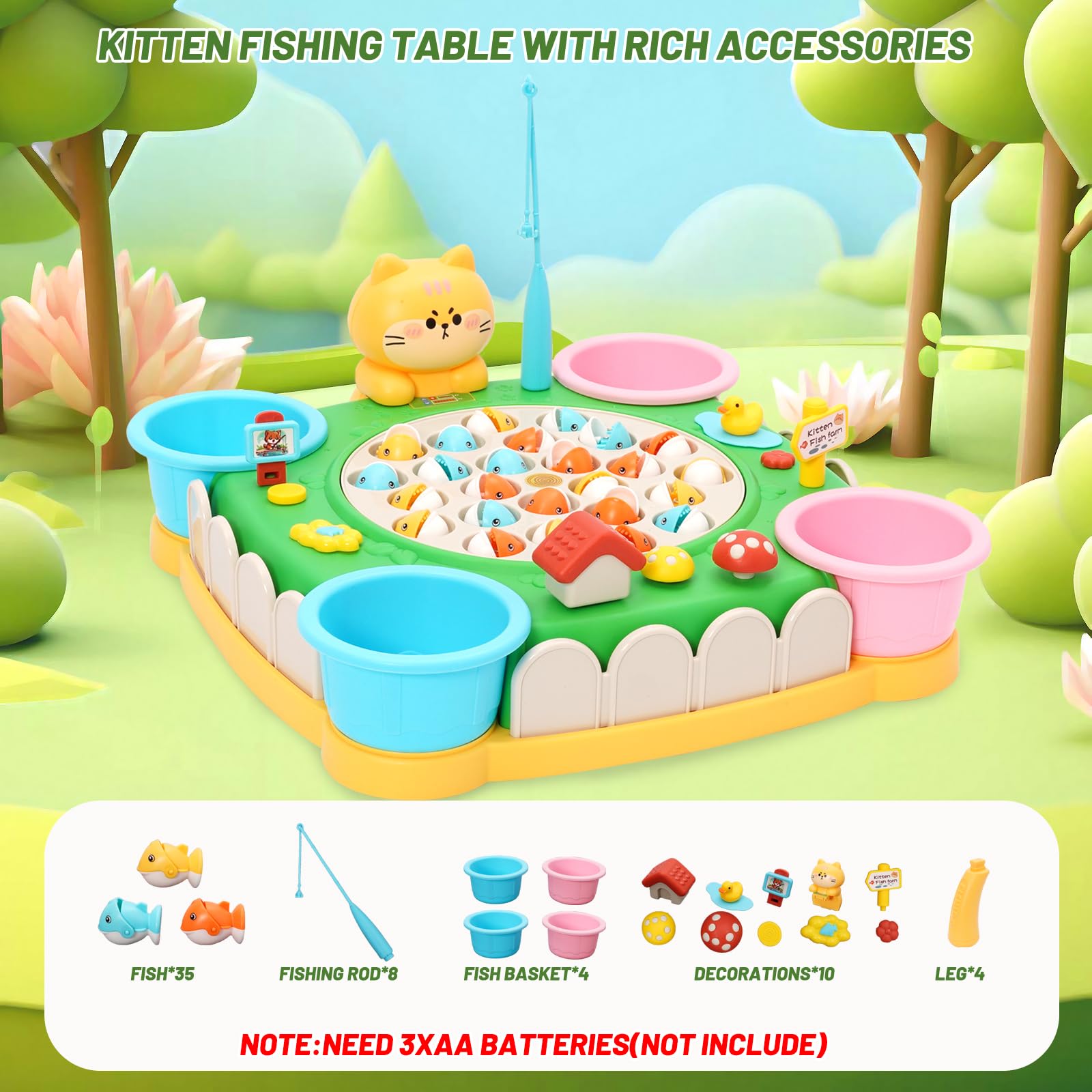 Gioco Pesca Bambini con 35 Pesciolini e 8 Canna da Pesca, Musicale Gioco Pesca Pesci, Montessori Giochi Educativo Interattivi Regalo per Ragazzo Ragazza 3 4 5 6 Anni