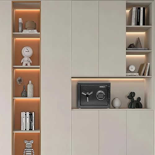 Miniatura 8 de Caja de seguridad ignífuga e impermeable de 1200 F y 30 minutos, caja fuerte digital a prueba de fuego con mango desmontable de 3 radios, caja