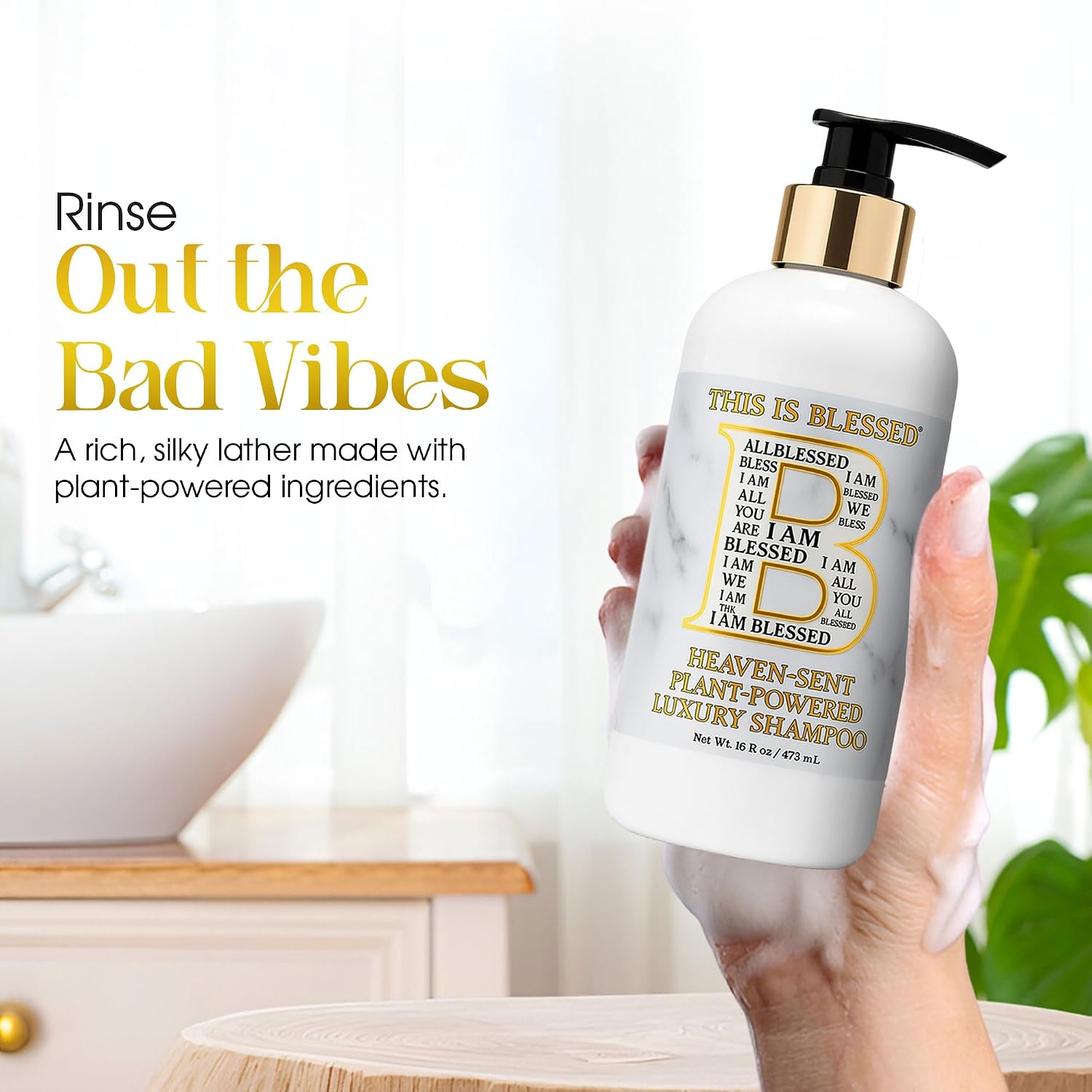 Sulfate Free Shampoo for Dry Damaged Hair – Hydrating Moisturizing Formula with Aloe, Argan Oil & Hyaluronic Acid – Color Safe, Vegan, Paraben Free – 16 oz – THIS IS BLESSED Heaven-Sent